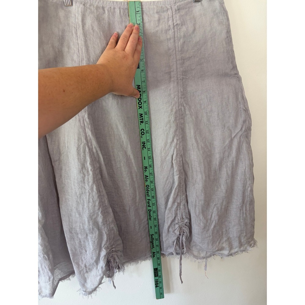 Eileen Fisher Grey Italian Linen Midi Skirt Drawstring Hem Size M - Picture 8 of 9